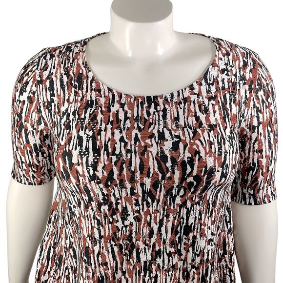 Dana Buchman Rust Black Cream Stretchy Flair Bottom Top Longer Short Sleeve M - Picture 1 of 14
